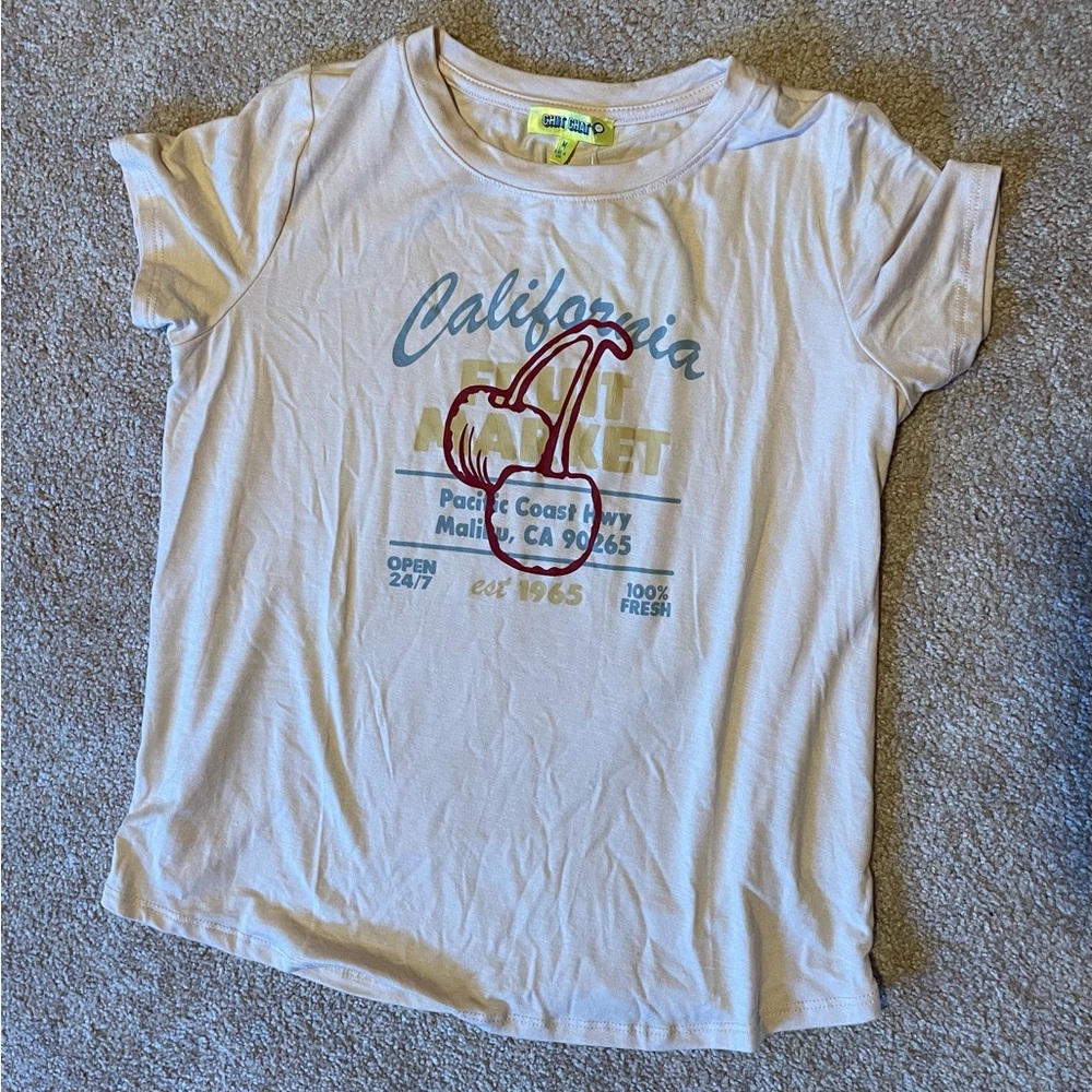 Chit Chat Graphic Girls T-Shirt - Beige, size medium, new with tags.